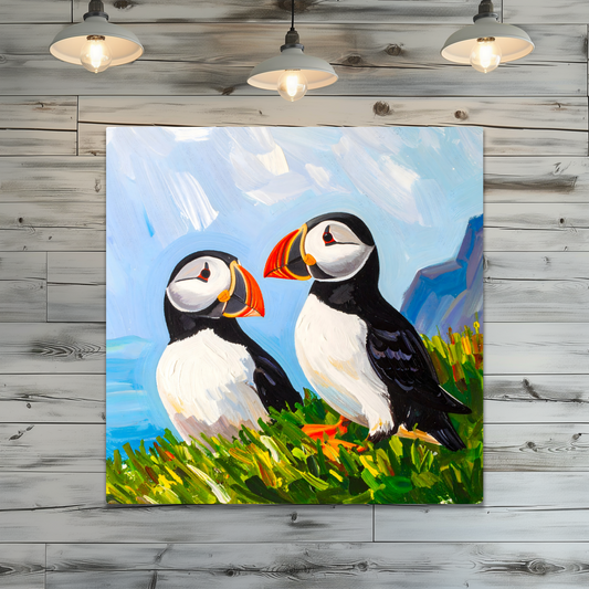 Puffins No.1, Printed On Steel, Unique Images, Vivid Colours, Ltd Editions, Great Gift Idea, Highly Detailed, A Gift To Last A Lifetime.
