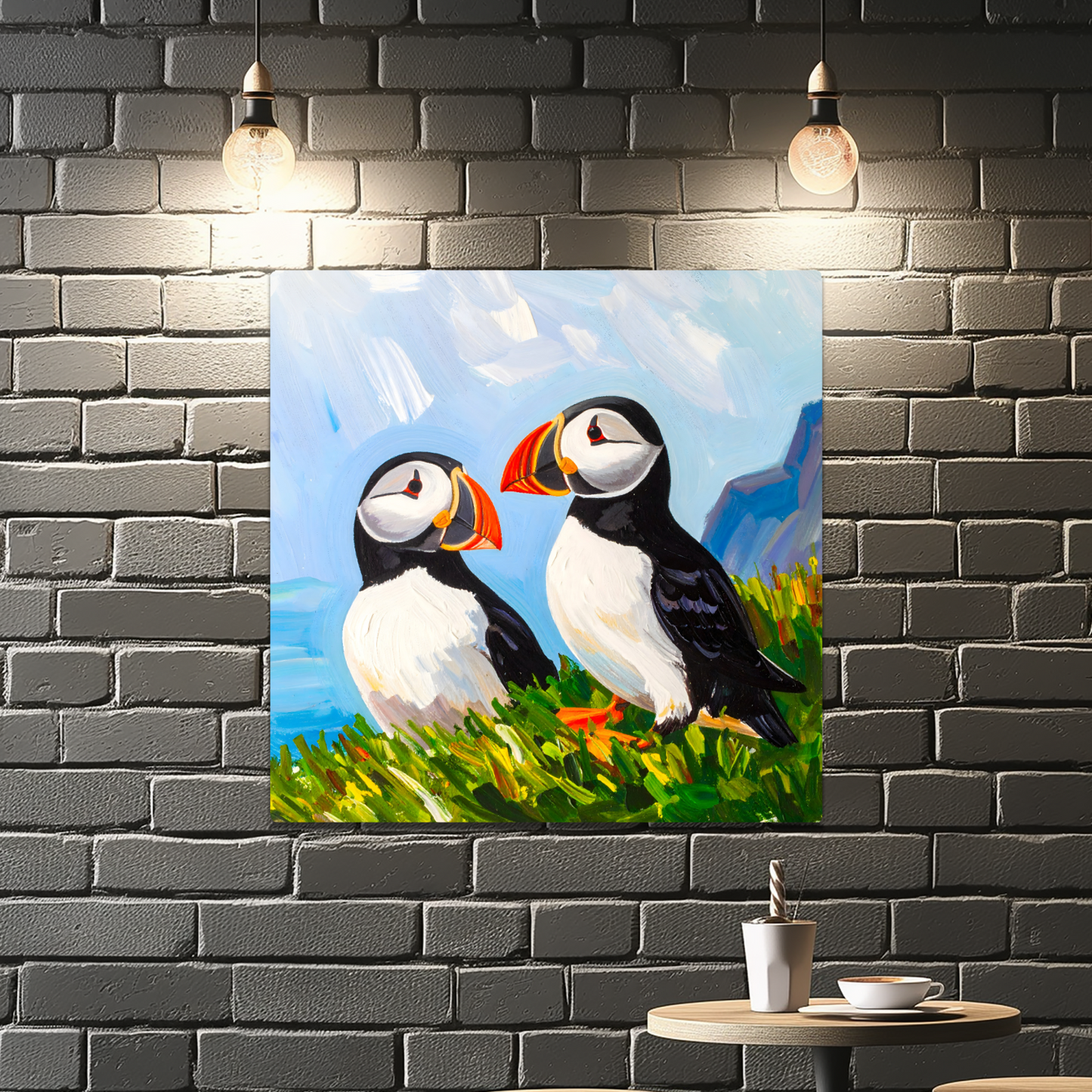 Puffins No.1, Printed On Steel, Unique Images, Vivid Colours, Ltd Editions, Great Gift Idea, Highly Detailed, A Gift To Last A Lifetime.