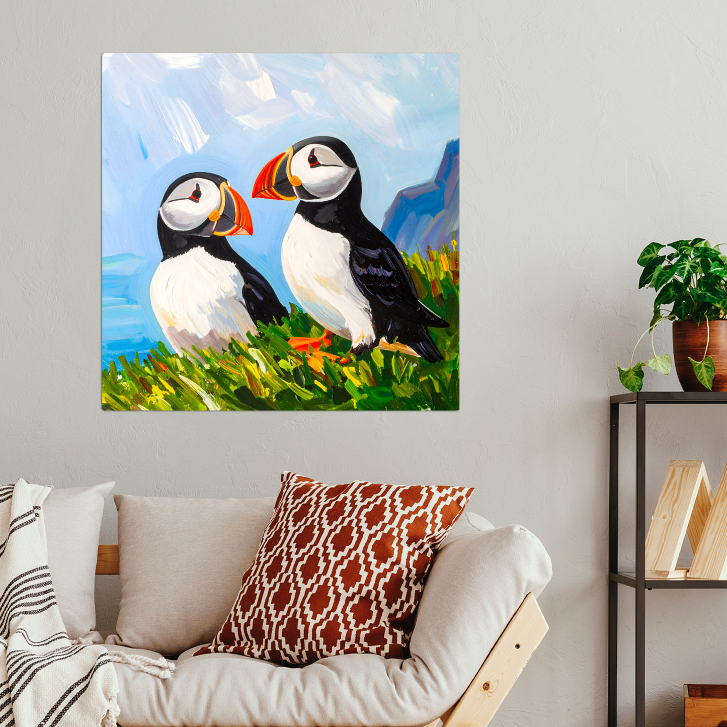 Puffins No.1, Printed On Steel, Unique Images, Vivid Colours, Ltd Editions, Great Gift Idea, Highly Detailed, A Gift To Last A Lifetime.