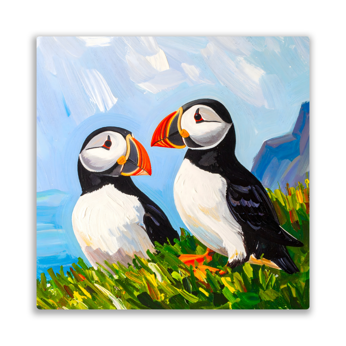 Puffins No.1, Printed On Steel, Unique Images, Vivid Colours, Ltd Editions, Great Gift Idea, Highly Detailed, A Gift To Last A Lifetime.