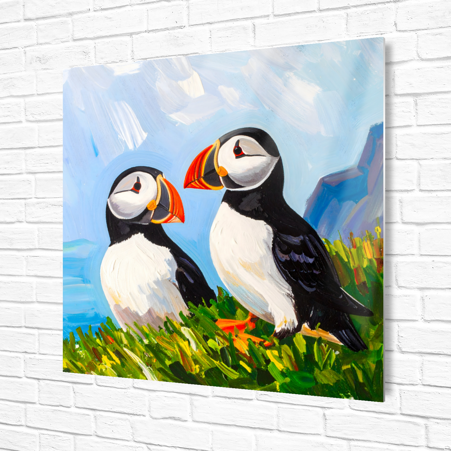 Puffins No.1, Printed On Steel, Unique Images, Vivid Colours, Ltd Editions, Great Gift Idea, Highly Detailed, A Gift To Last A Lifetime.
