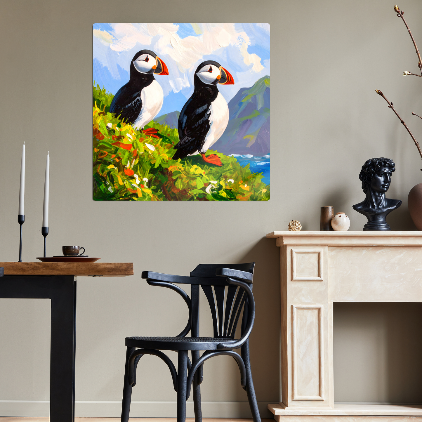 Puffins No.2, Printed On Steel, Unique Images, Vivid Colours, Ltd Editions, Great Gift Idea, Highly Detailed, A Gift To Last A Lifetime.