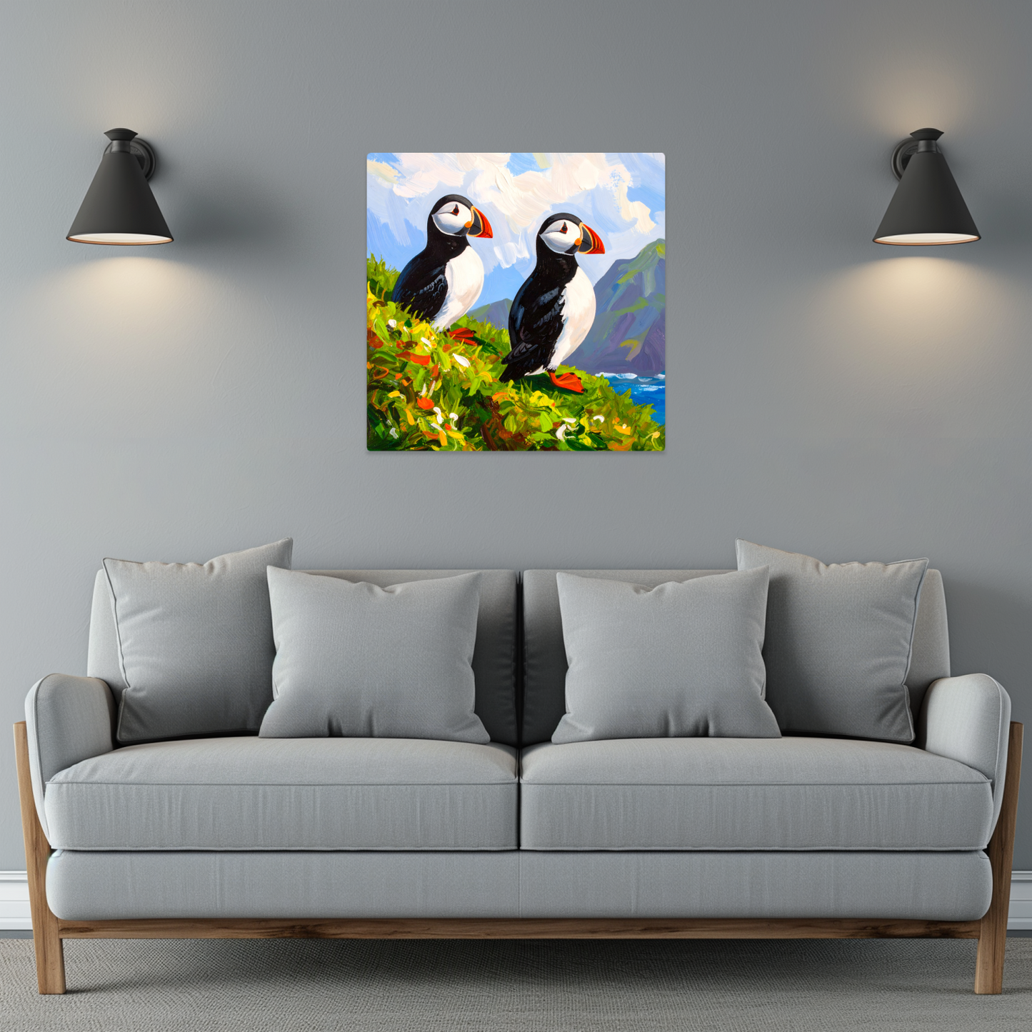 Puffins No.2, Printed On Steel, Unique Images, Vivid Colours, Ltd Editions, Great Gift Idea, Highly Detailed, A Gift To Last A Lifetime.