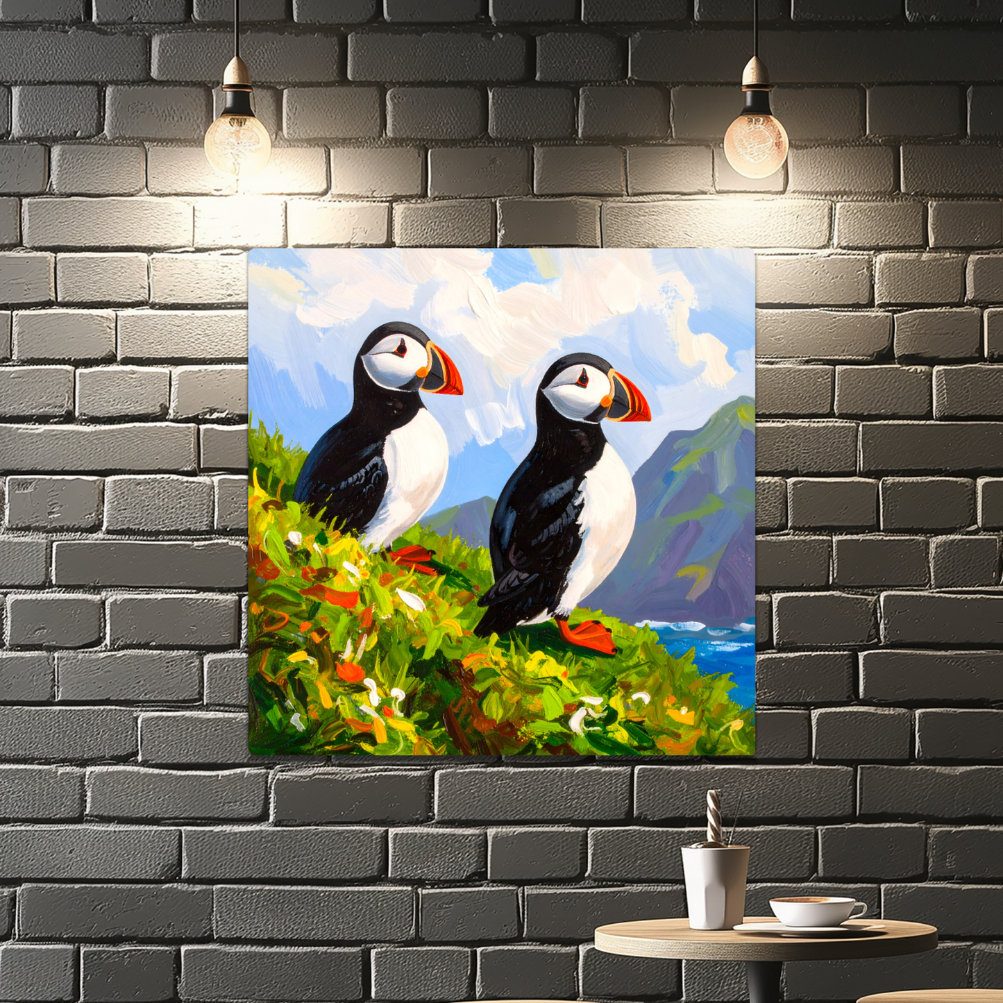 Puffins No.2, Printed On Steel, Unique Images, Vivid Colours, Ltd Editions, Great Gift Idea, Highly Detailed, A Gift To Last A Lifetime.