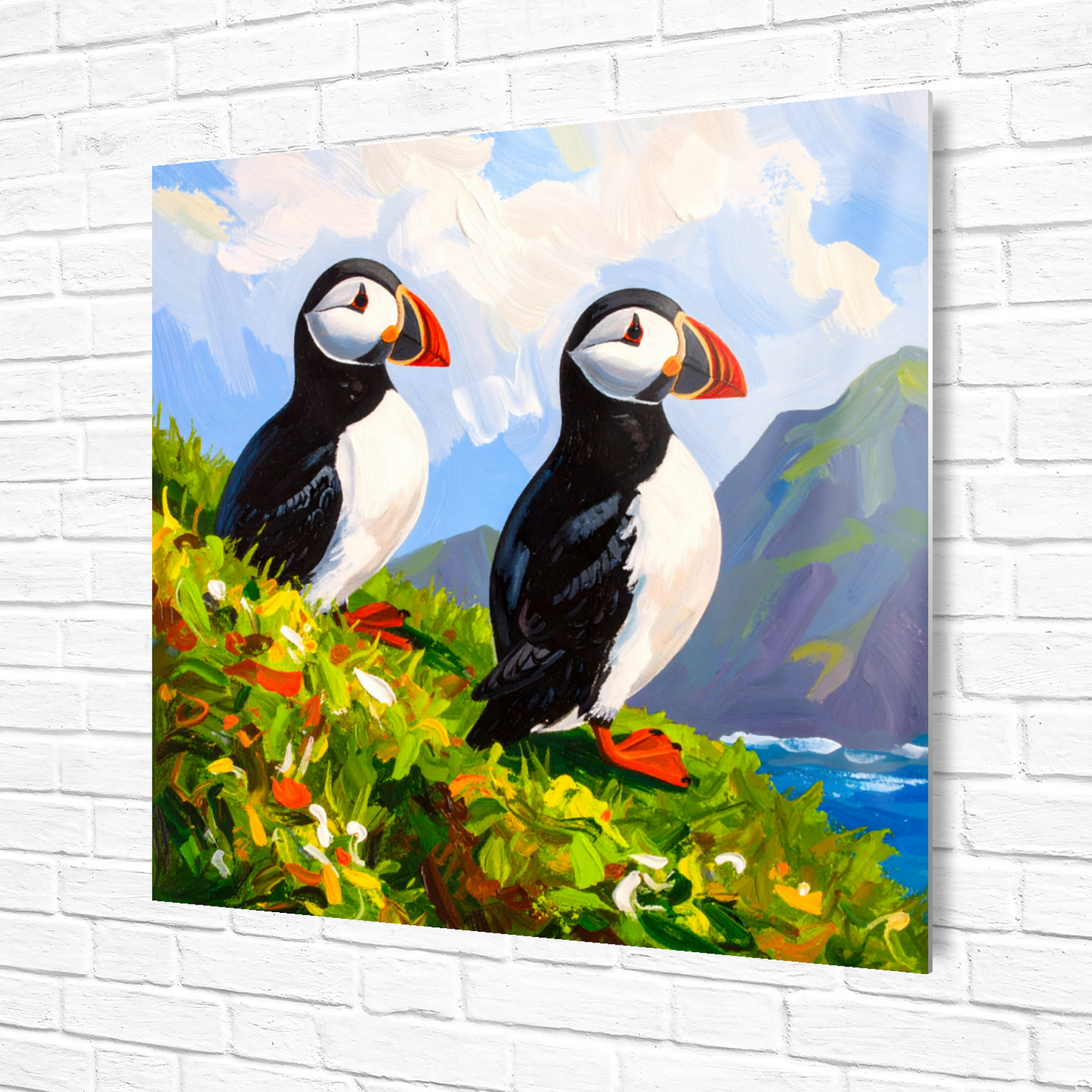 Puffins No.2, Printed On Steel, Unique Images, Vivid Colours, Ltd Editions, Great Gift Idea, Highly Detailed, A Gift To Last A Lifetime.