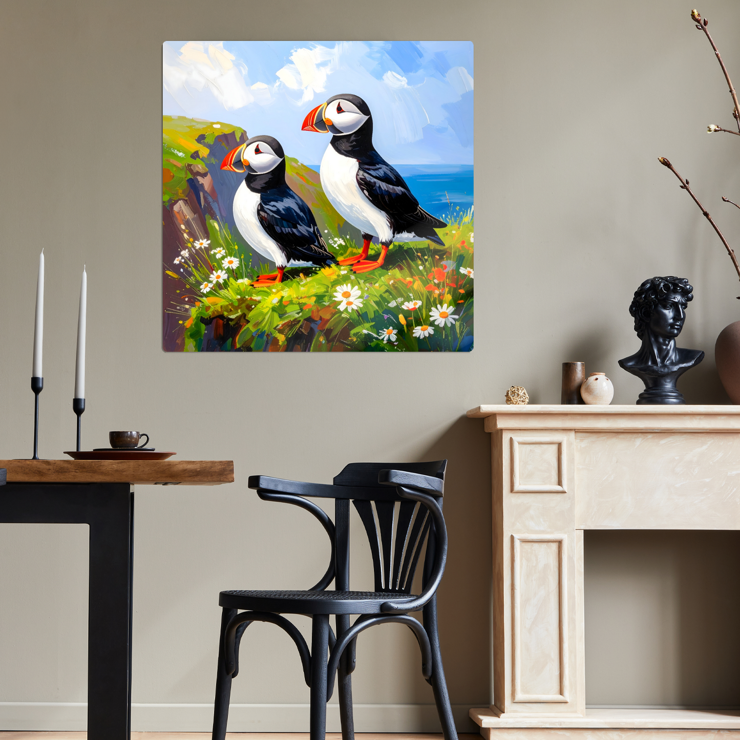 Puffins No.3, Printed On Steel, Unique Images, Vivid Colours, Ltd Editions, Great Gift Idea, Highly Detailed, A Gift To Last A Lifetime.