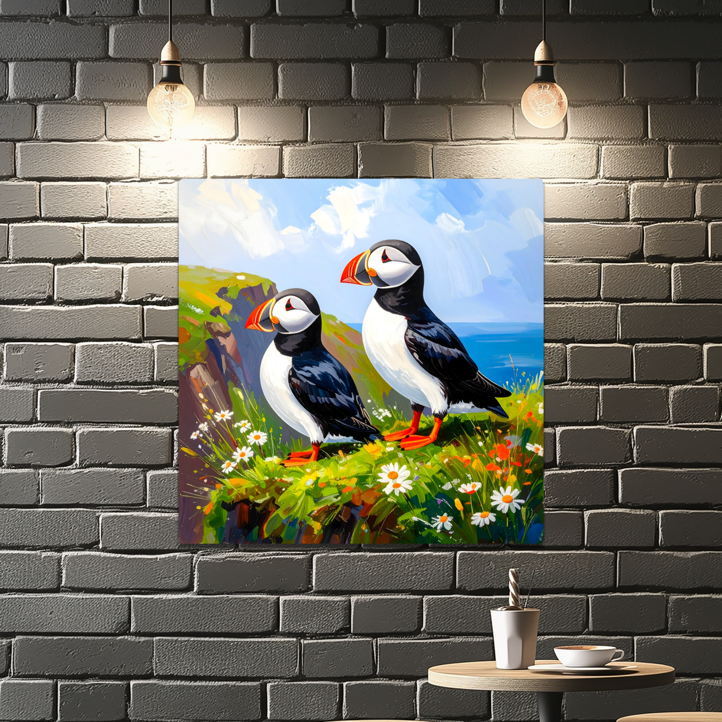 Puffins No.3, Printed On Steel, Unique Images, Vivid Colours, Ltd Editions, Great Gift Idea, Highly Detailed, A Gift To Last A Lifetime.