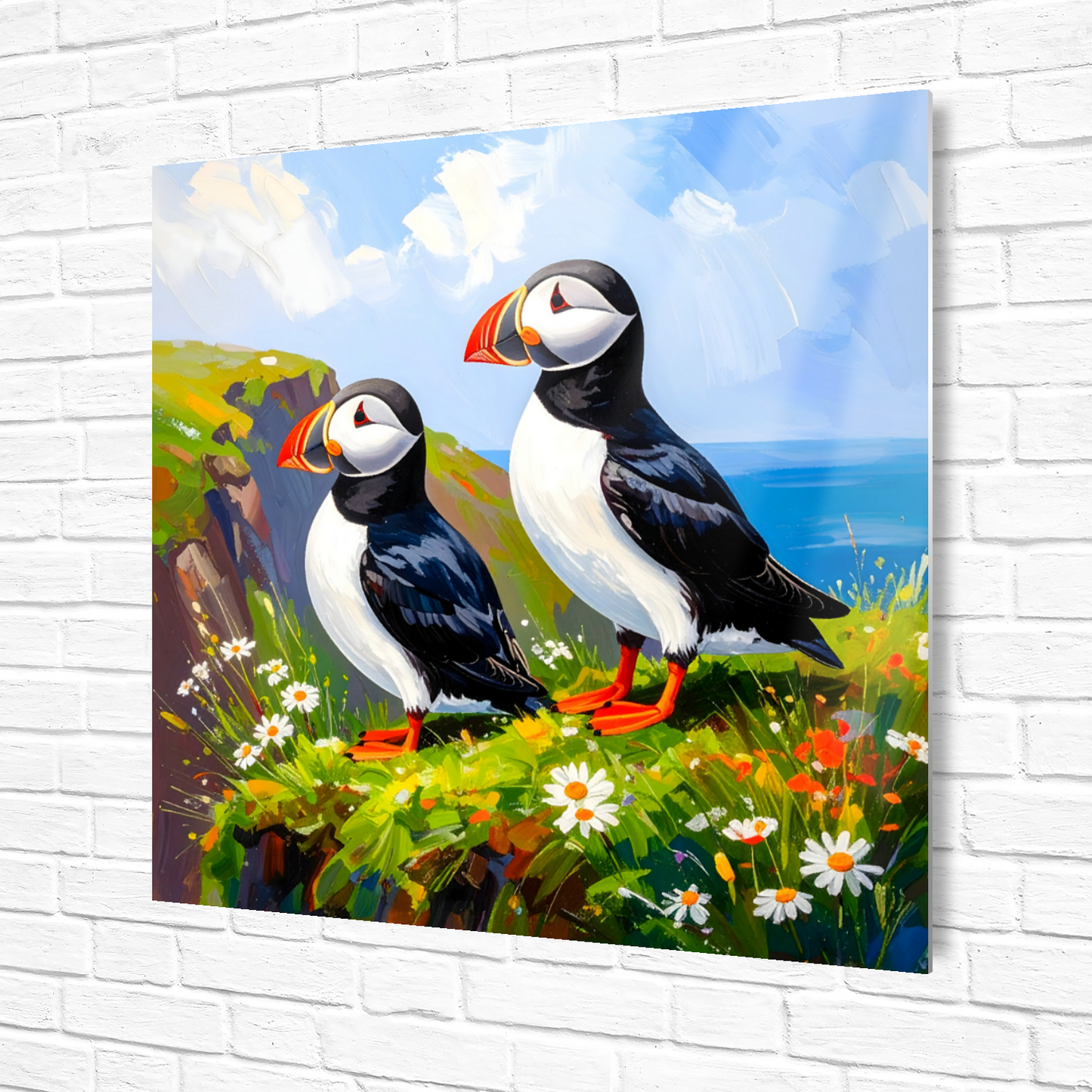 Puffins No.3, Printed On Steel, Unique Images, Vivid Colours, Ltd Editions, Great Gift Idea, Highly Detailed, A Gift To Last A Lifetime.