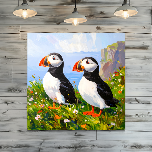 Puffins No.4, Printed On Steel, Unique Images, Vivid Colours, Ltd Editions, Great Gift Idea, Highly Detailed, A Gift To Last A Lifetime.