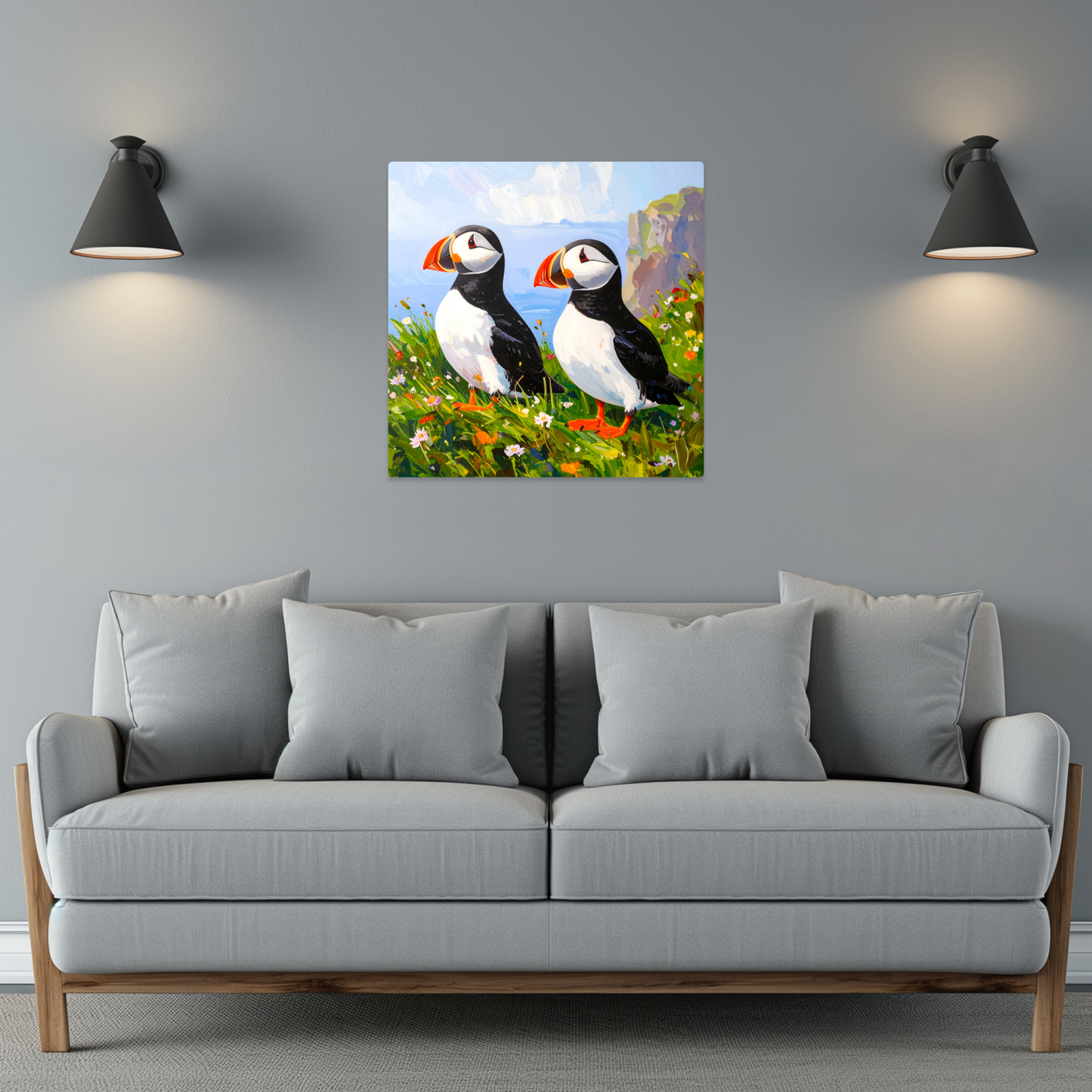 Puffins No.4, Printed On Steel, Unique Images, Vivid Colours, Ltd Editions, Great Gift Idea, Highly Detailed, A Gift To Last A Lifetime.