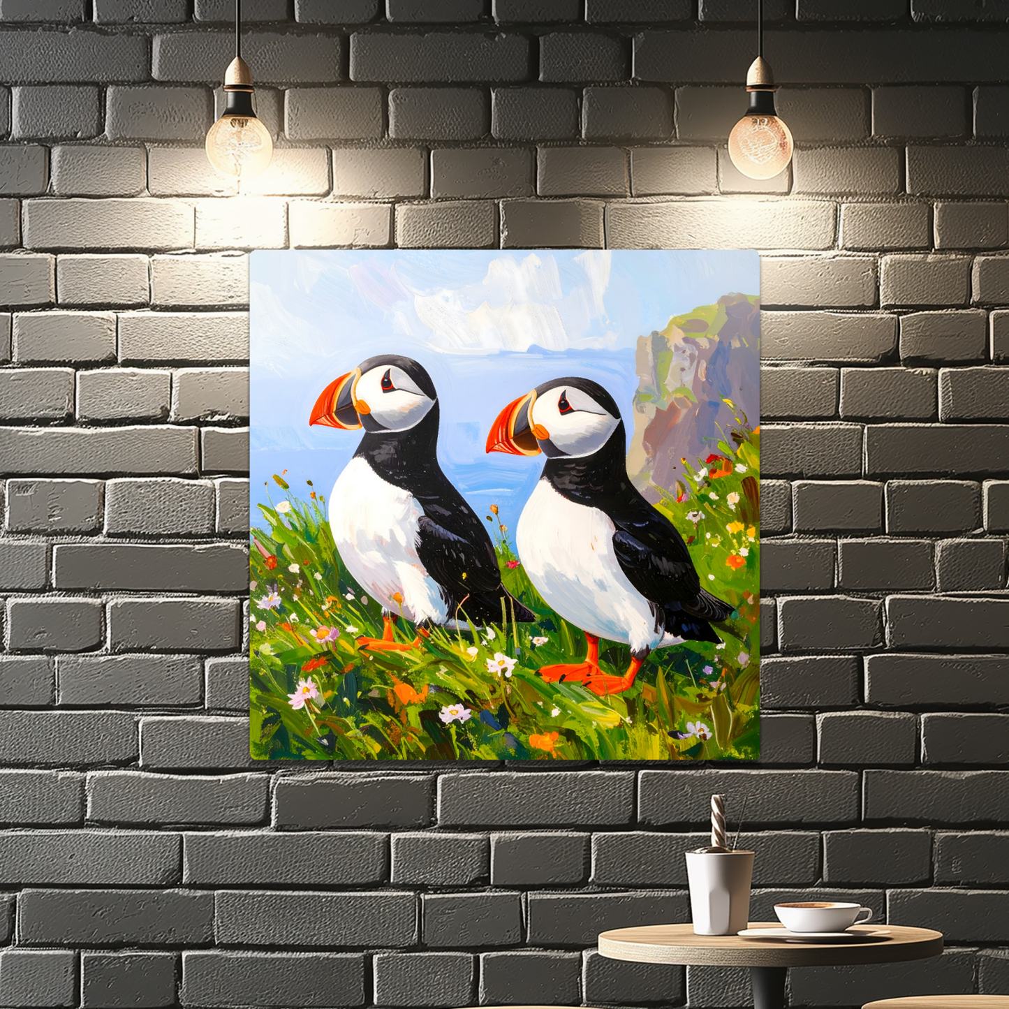 Puffins No.4, Printed On Steel, Unique Images, Vivid Colours, Ltd Editions, Great Gift Idea, Highly Detailed, A Gift To Last A Lifetime.