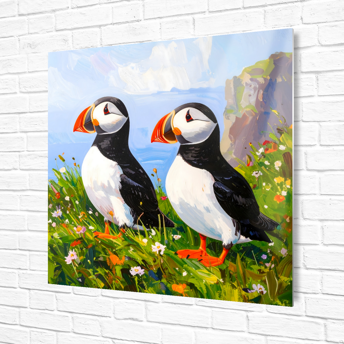 Puffins No.4, Printed On Steel, Unique Images, Vivid Colours, Ltd Editions, Great Gift Idea, Highly Detailed, A Gift To Last A Lifetime.
