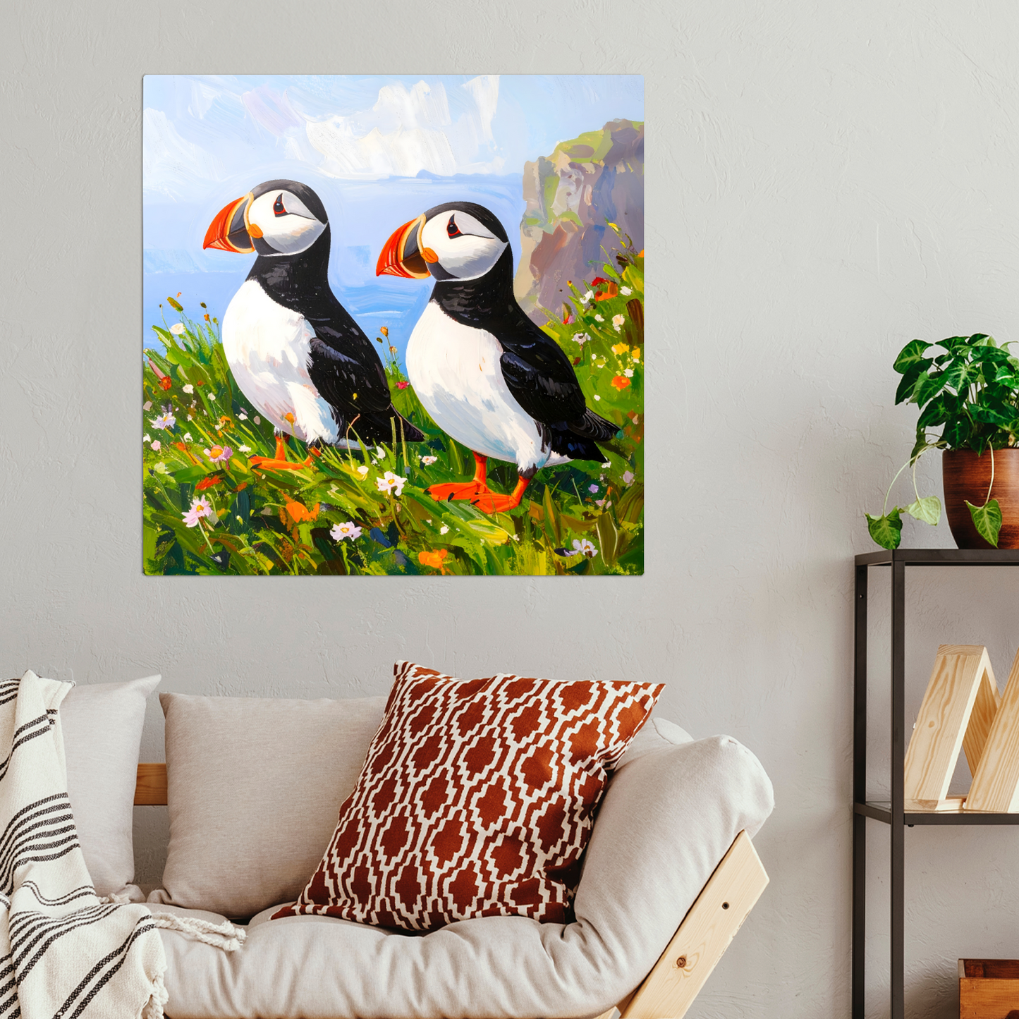 Puffins No.4, Printed On Steel, Unique Images, Vivid Colours, Ltd Editions, Great Gift Idea, Highly Detailed, A Gift To Last A Lifetime.