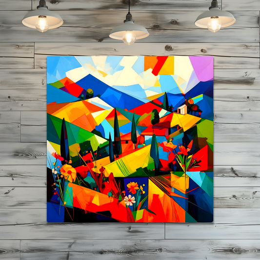 Picasso Style Landscape 1,  Printed On Gloss Aluminium To Enhance Colour And Detail, Unique Gift That Will Lasts Forever...