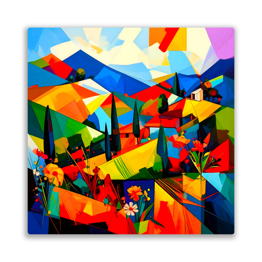 Picasso Style Landscape 1,  Printed On Gloss Aluminium To Enhance Colour And Detail, Unique Gift That Will Lasts Forever...
