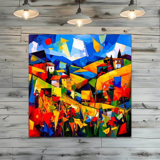 Picasso Style Landscape 4, Printed On Gloss Aluminium To Enhance Colour And Detail, Unique Gift That Will Lasts Forever...