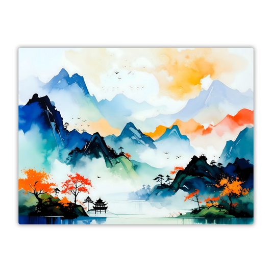 Oriental Watercolour, OW4, Printed on Gloss Aluminium To Enhance Colour And Details, Unique Images, A Gift To Last A Lifetime...