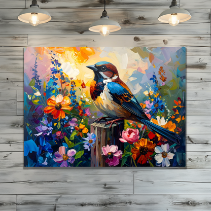 Sparrow, Printed on aluminium to enhance colour and detail, great gift idea, unique print, an enduring gift...