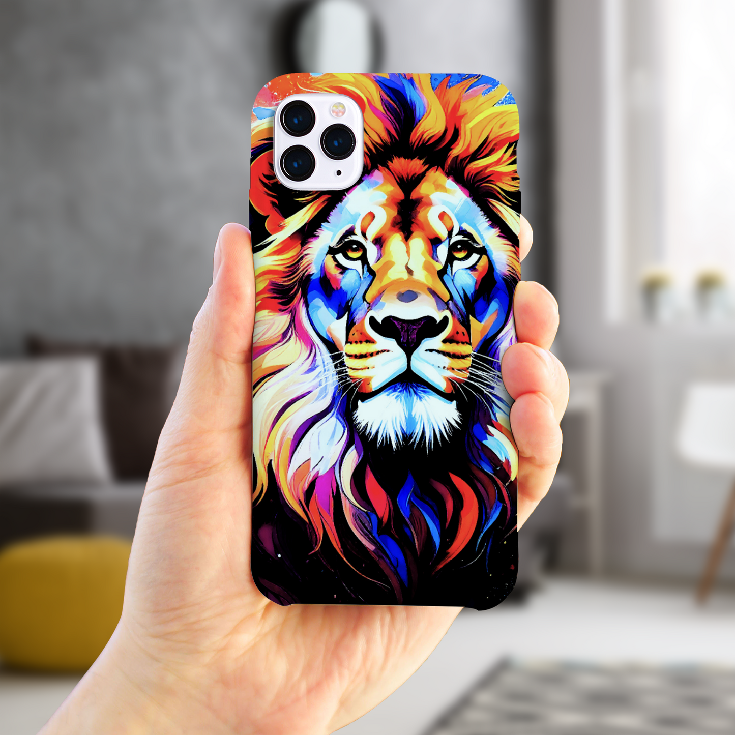 Lion Print 1, Slim Phone Case, 3D Full Wrap Technology, Crafted From Premium Polycarbonate, Vivid Colours, Unique Image...