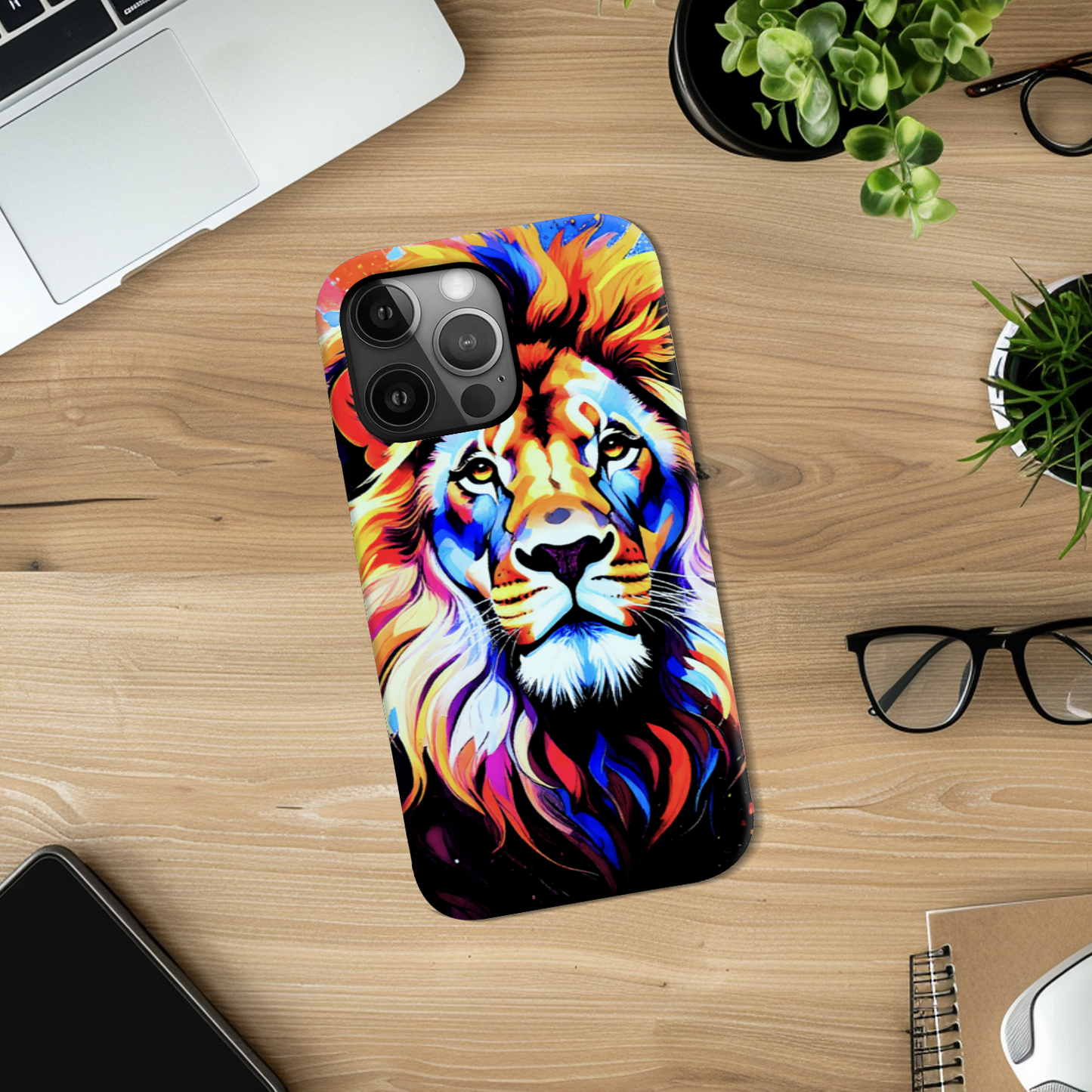 Lion Print 1, Slim Phone Case, 3D Full Wrap Technology, Crafted From Premium Polycarbonate, Vivid Colours, Unique Image...