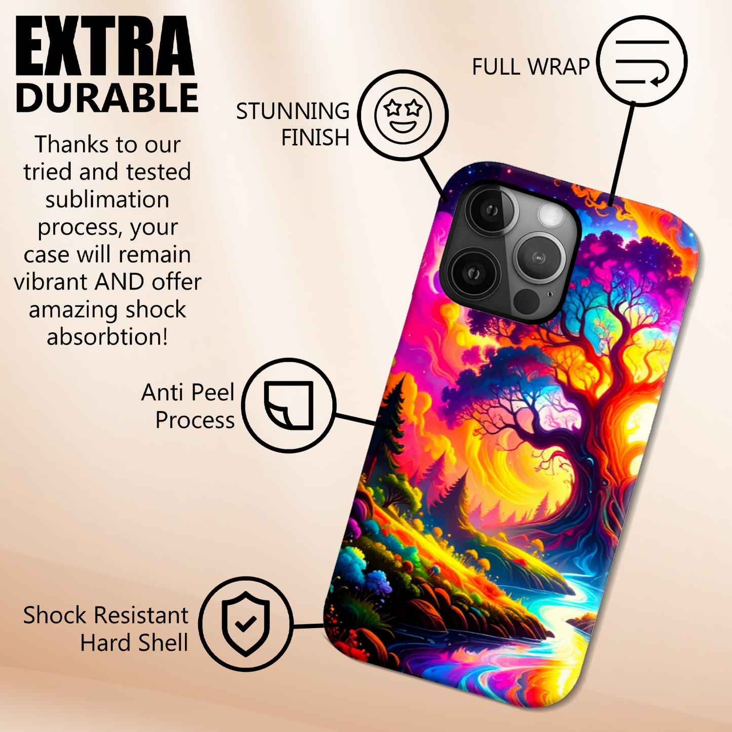 Abstract Tree 1, Slim Phone Case, 3D Full Wrap Technology, Crafted From Premium Polycarbonate, Vivid Colours, Unique Image...