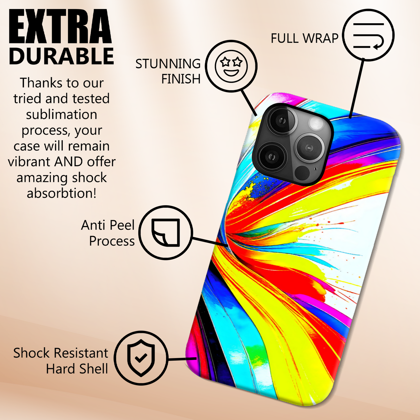 Abstract Print 1, Slim Phone Case, 3D Wrap Technology, Crafted From Premium Polycarbonate, Vivid Colours, Unique Image...