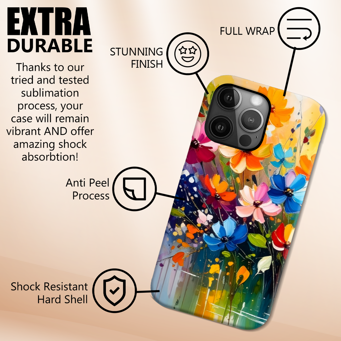 Wildflower Print 1, Slim High Gloss Phone Case, Full Wrap Technology, Crafted From Premium Polycarbonate, Vivid Colours, Unique Image...