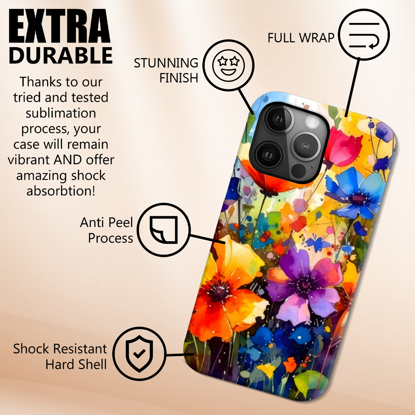 Wildflower Print 2, Slim High Gloss Phone Case, Full Wrap Technology, Crafted From Premium Polycarbonate, Vivid Colours, Unique Image...