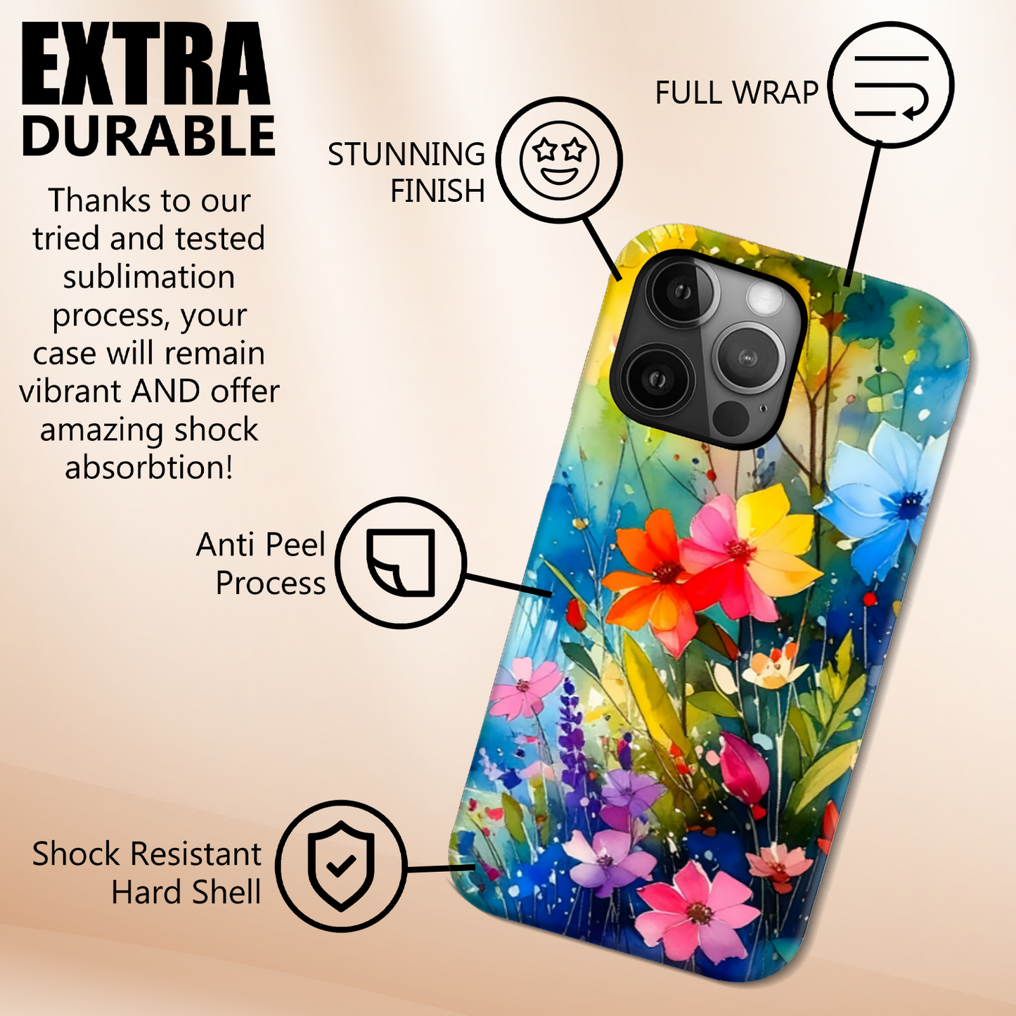 Wildflower Print 4, Slim High Gloss Phone Case, Full Wrap Technology, Crafted From Premium Polycarbonate, Vivid Colours, Unique Image...
