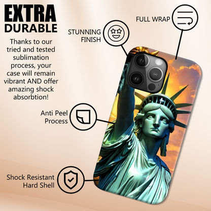 Liberty Statue, Slim High Gloss Phone Case, Full Wrap Technology, Crafted From Premium Polycarbonate, Vivid Colours, Unique Image...