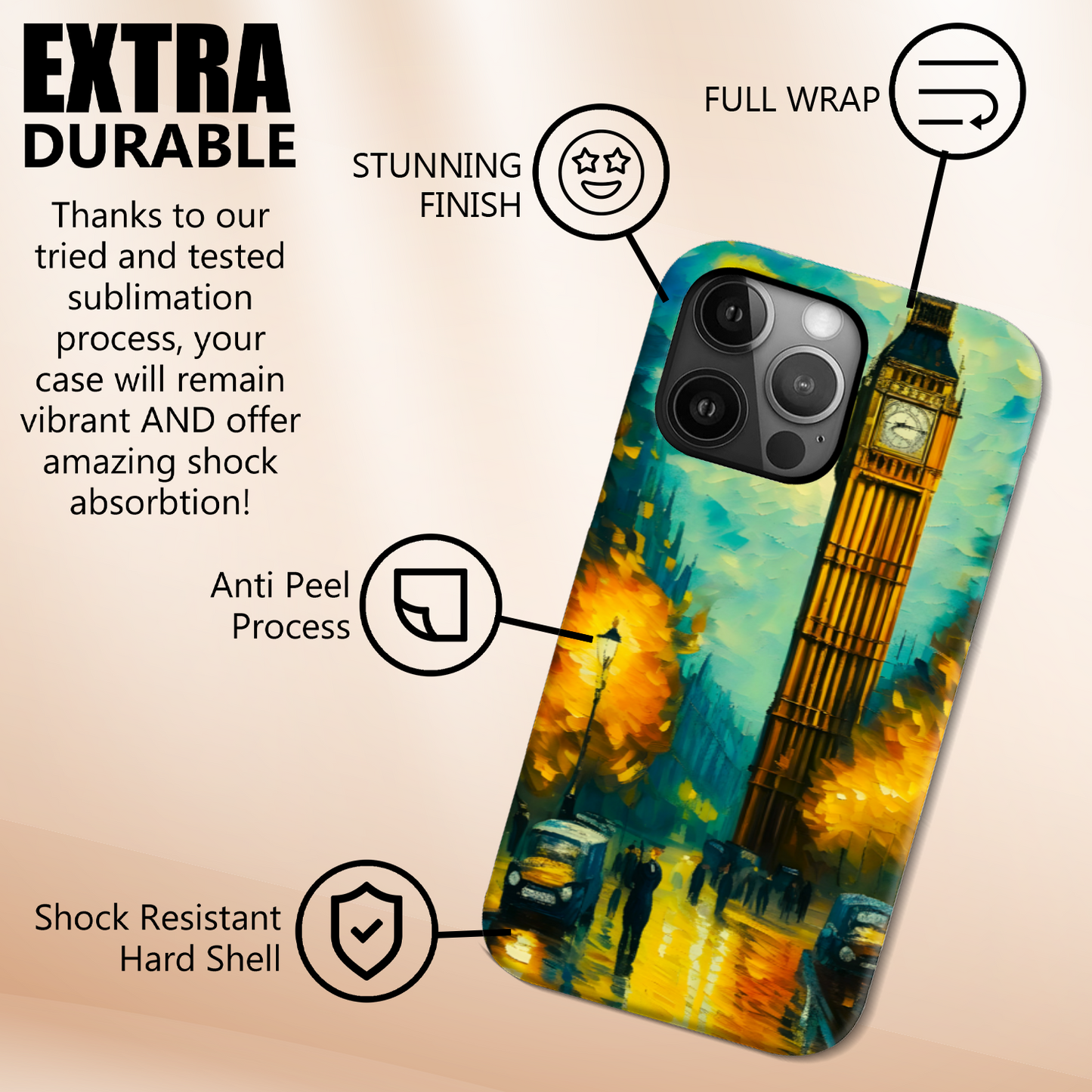 Big Ben Print, Slim High Gloss Phone Case, Full Wrap Technology, Crafted From Premium Polycarbonate, Vivid Colours, Unique Image...