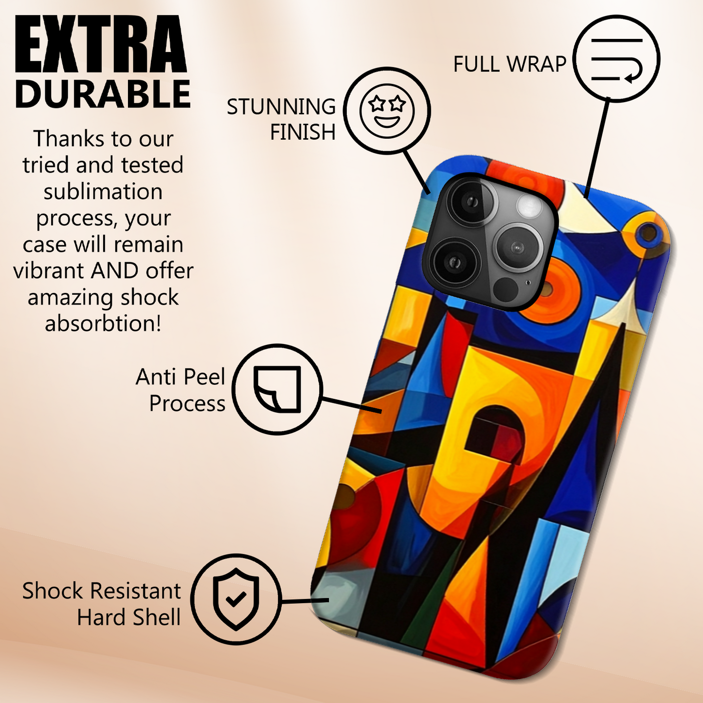 Picasso Style 4, Magsafe Tough iPhone Case, Full Wrap Technology, Crafted From Premium Polycarbonate, Vivid Colours, Unique Image...