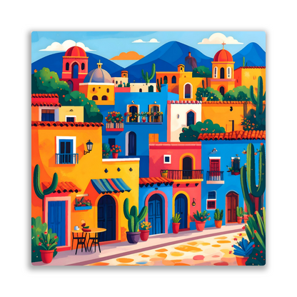 Mexican Town 3, Printed On High Gloss Aluminium To Enhance Colour And Detail, Gift For A Lifetime...