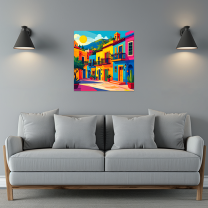 Mexican Town 2, Printed On High Gloss Aluminium To Enhance Colour And Detail, Art Is A Gift For A lifetime...