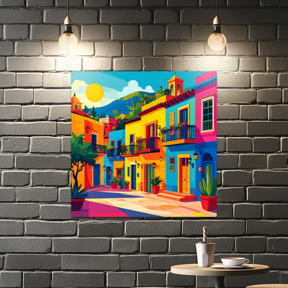 Mexican Town 2, Printed On High Gloss Aluminium To Enhance Colour And Detail, Art Is A Gift For A lifetime...