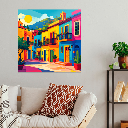 Mexican Town 2, Printed On High Gloss Aluminium To Enhance Colour And Detail, Art Is A Gift For A lifetime...