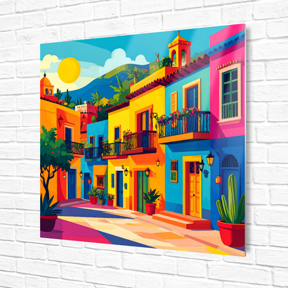 Mexican Town 2, Printed On High Gloss Aluminium To Enhance Colour And Detail, Art Is A Gift For A lifetime...