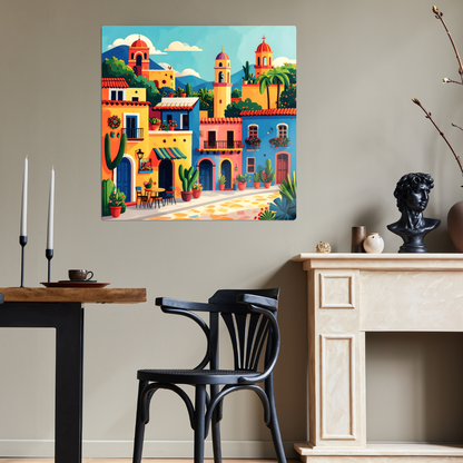 Mexican Town 1, Printed On High Gloss Aluminium To Enhance Colour And Detail, Art Is A Gift For A Lifetime...