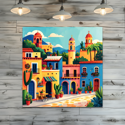Mexican Town 1, Printed On High Gloss Aluminium To Enhance Colour And Detail, Art Is A Gift For A Lifetime...