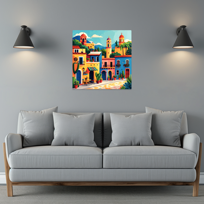 Mexican Town 1, Printed On High Gloss Aluminium To Enhance Colour And Detail, Art Is A Gift For A Lifetime...