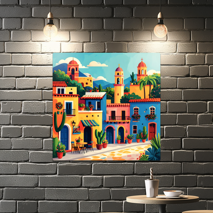 Mexican Town 1, Printed On High Gloss Aluminium To Enhance Colour And Detail, Art Is A Gift For A Lifetime...