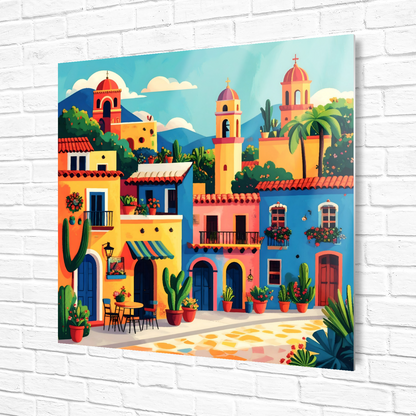 Mexican Town 1, Printed On High Gloss Aluminium To Enhance Colour And Detail, Art Is A Gift For A Lifetime...