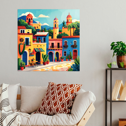 Mexican Town 1, Printed On High Gloss Aluminium To Enhance Colour And Detail, Art Is A Gift For A Lifetime...