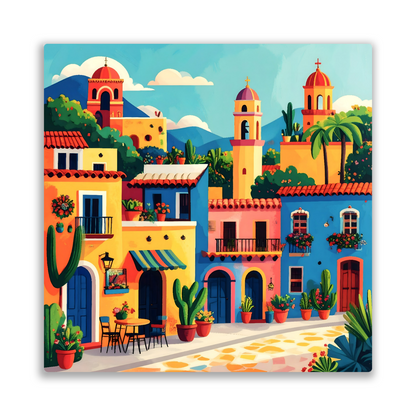 Mexican Town 1, Printed On High Gloss Aluminium To Enhance Colour And Detail, Art Is A Gift For A Lifetime...