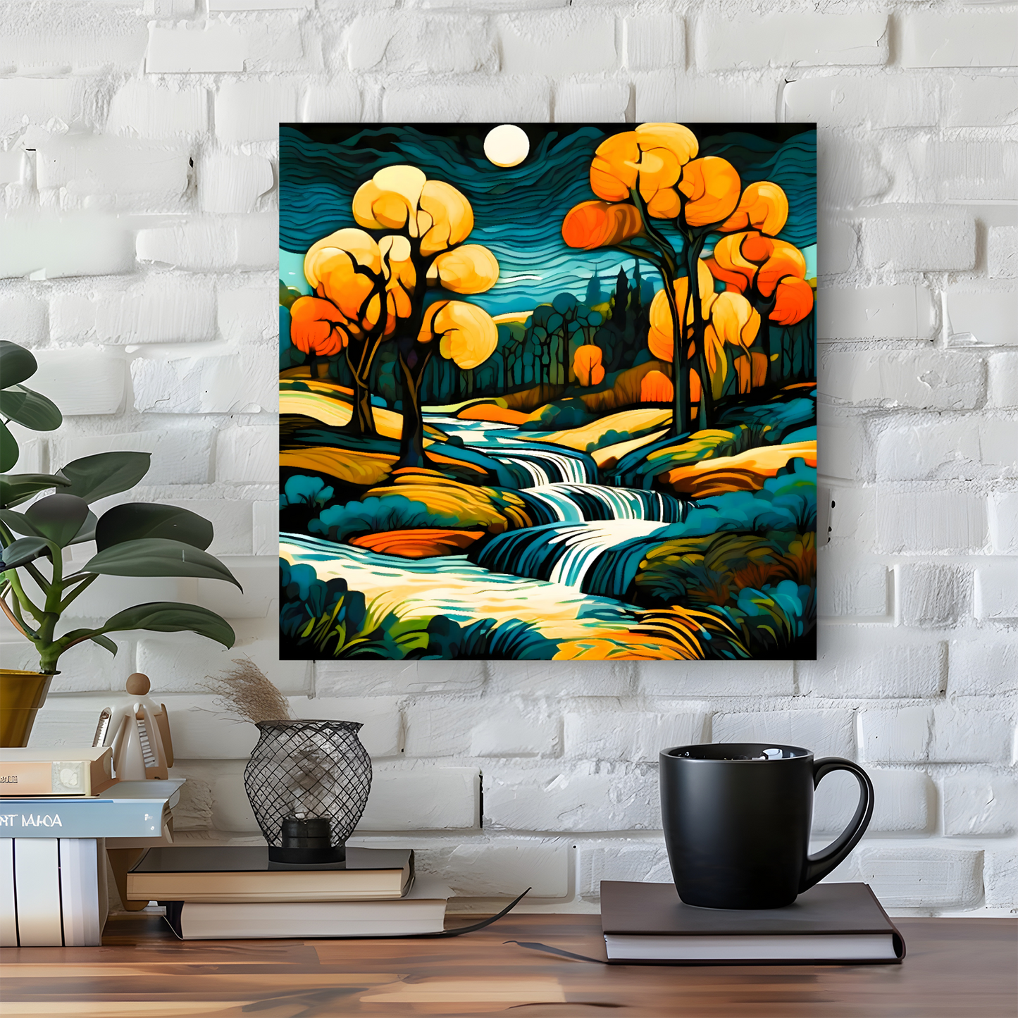 Downstream Forest 1, Printed On High Quality Canvas, Unique Wall Art, Vivid Colour, Art A Gift For A Lifetime...