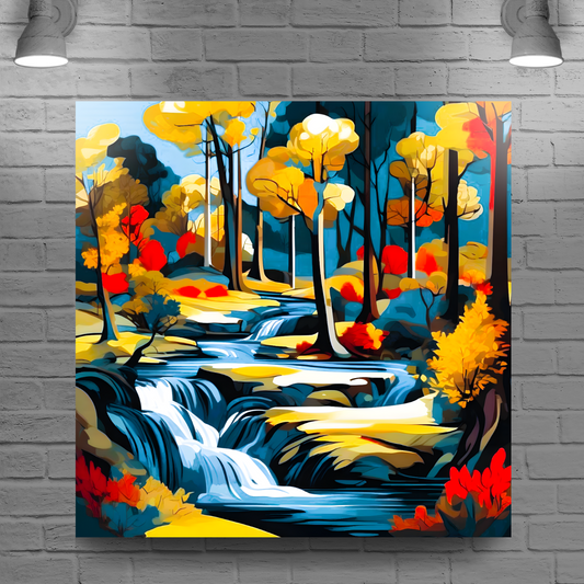 Downstream Forest 2, Printed On High Quality Canvas, Unique Wall Art, Vivid Colour, Art A Gift For A Lifetime...