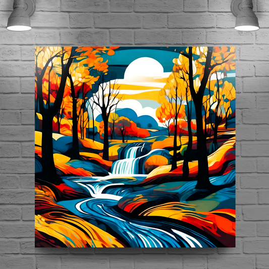Downstream Forest 3, Printed On High Quality Canvas, Unique Wall Art, Vivid Colour, Art A Gift For A Lifetime...