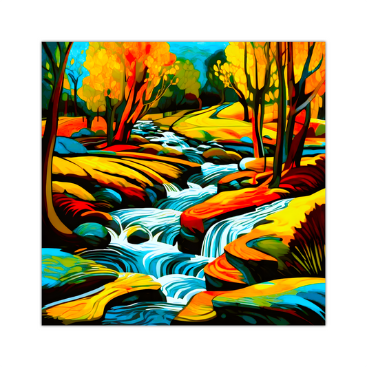 Downstream Forest 4,  Printed On High Quality Canvas, Unique Wall Art, Vivid Colour, Art A Gift For A Lifetime...