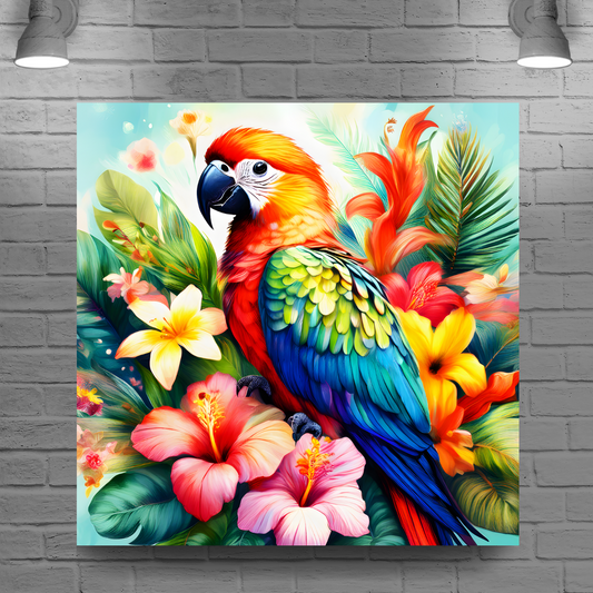 Parrot Print 1, Printed On Canvas, Vivid Colours, Art Prints, Box Canvas, Unique Images, A Gift To Last A Lifetime...