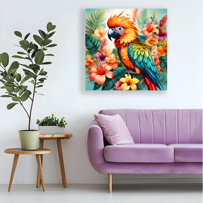 Parrot Print 3, Printed On Canvas, Vivid Colours, Art Prints, Box Canvas, Unique Images, A Gift To Last A Lifetime...